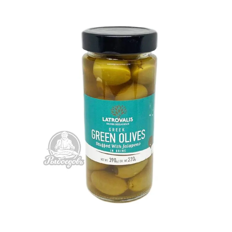 Оливки зеленые фаршированные халапенью в рассоле GREEN OLIVES 390гр