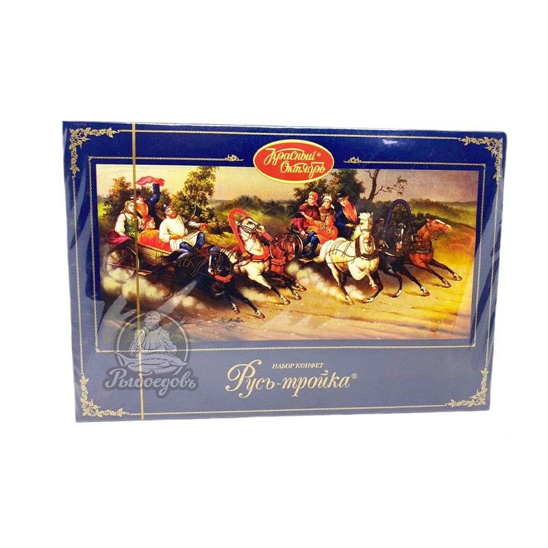 Набор конфет с глазированной шоколадной глазурью Русь-Тройка Красный октябрь 350гр