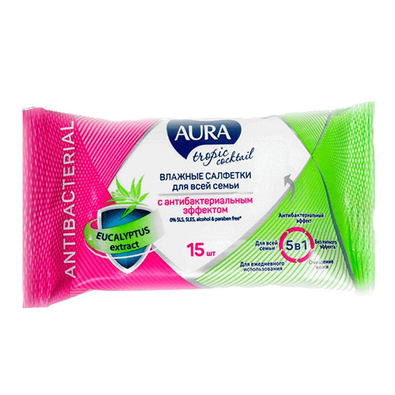 Влажные салфетки Аура 15шт