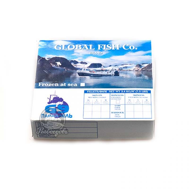Филе трески без кожи Global fish  3,4кг (корабельная заморозка)