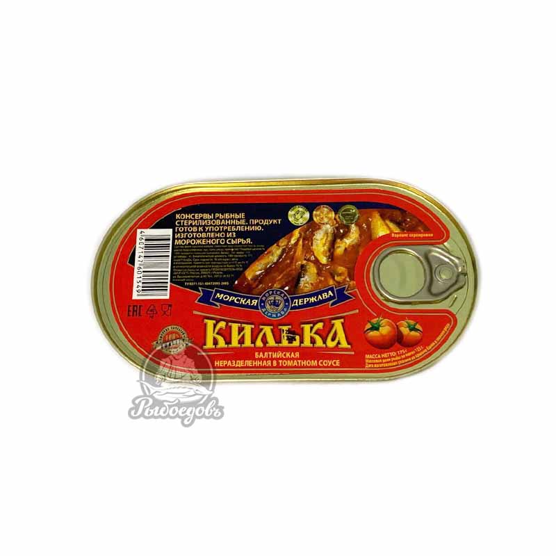 Килька балтийская, неразделанная в томатном соусе 175г