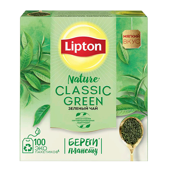 Чай Липтон зелёный 100 пакетиков