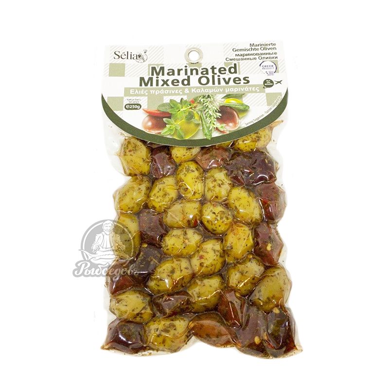 Ассорти из маринованных оливок с Орегано Тимьяном и Сладким Перцем Selia 250гр