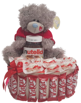 Мишка романтик с nutella, rafaello и kit-kat