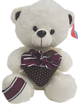 Белый мишка с сердечком и бантиком 40 см