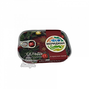 Сельдь филе-кусочки Меридиан в красном вине 115г