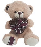 Бежевый мишка с сердечком и бантиком 40 см.