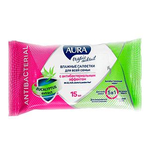 Влажные салфетки Аура 15шт