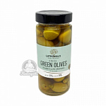 Оливки зеленые фаршированные зелёным огурцом в рассоле GREEN OLIVES 390гр