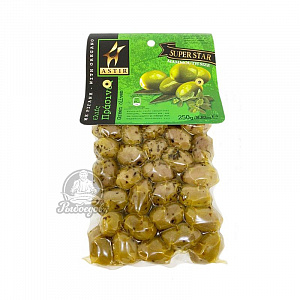 Оливки зеленые с косточкой SUPER STAR 250гр