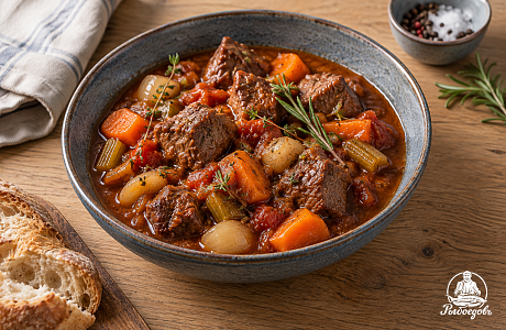Тушеная говядина с овощами  