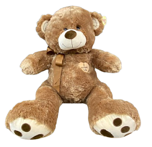 Мишка плюшевый, коричневый с сердечком на груди