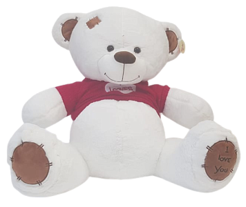 Белый мишка в футболке Loves. потеряшка. 60 см