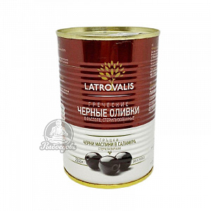 Греческие чёрные оливки в рассоле стерилизованные LATROVALIS 200гр